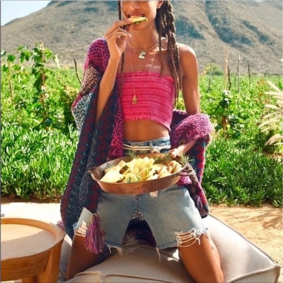 RARE Anthropologie Knit Fringe Kimono Shawl Cape Poncho Free People - Picture 7 of 16